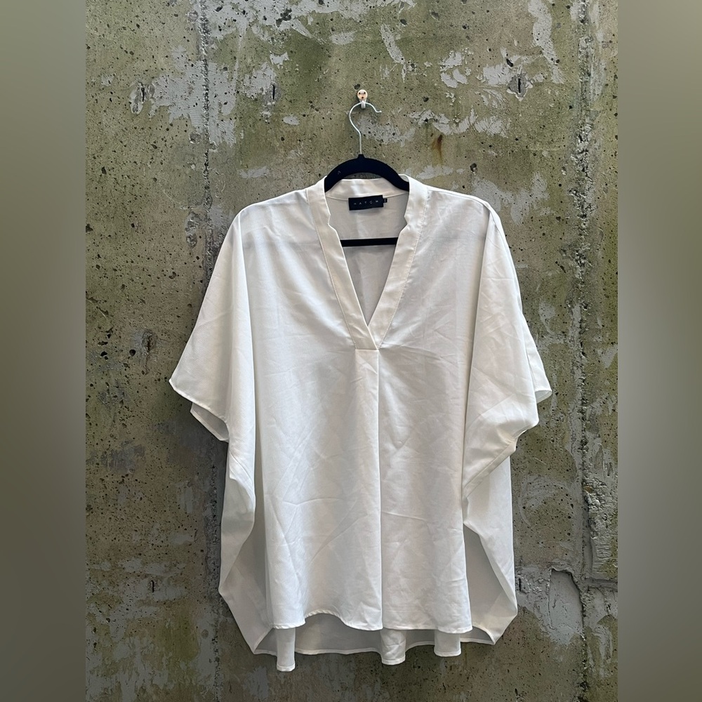 Hatch Maternity Ivory V-Neck Blouse, One Size